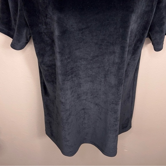 Large Double Zero Black Velour Tee Stretch Short Sleeve Goth Comfortable Casual - Picture 4 of 12